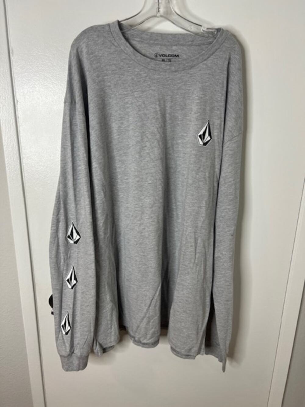 Volcom Men's Long Sleeve Crew Neck Iconic Stone T-Shirt Grey ~ Size XXL